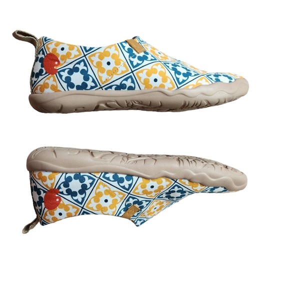 UIN Womens Canvas Shoes Size 8.5 Art Steps Barcelona Mosaic Toledo Yellow Blue - Picture 7 of 12